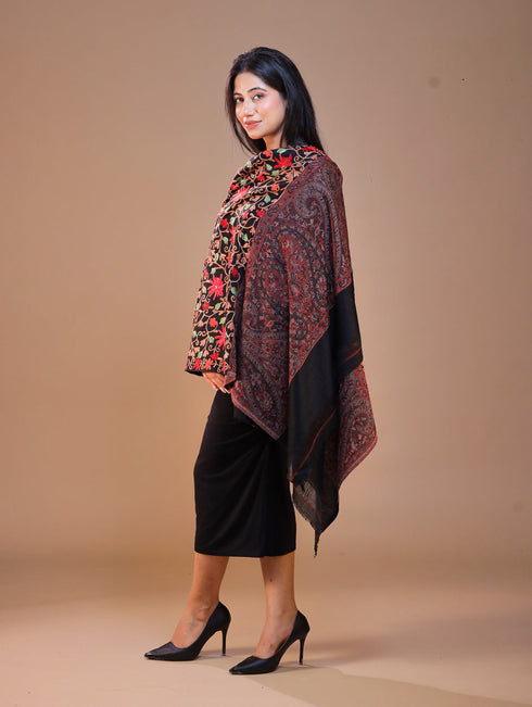 Women's Aari Embroidery Wool Stole